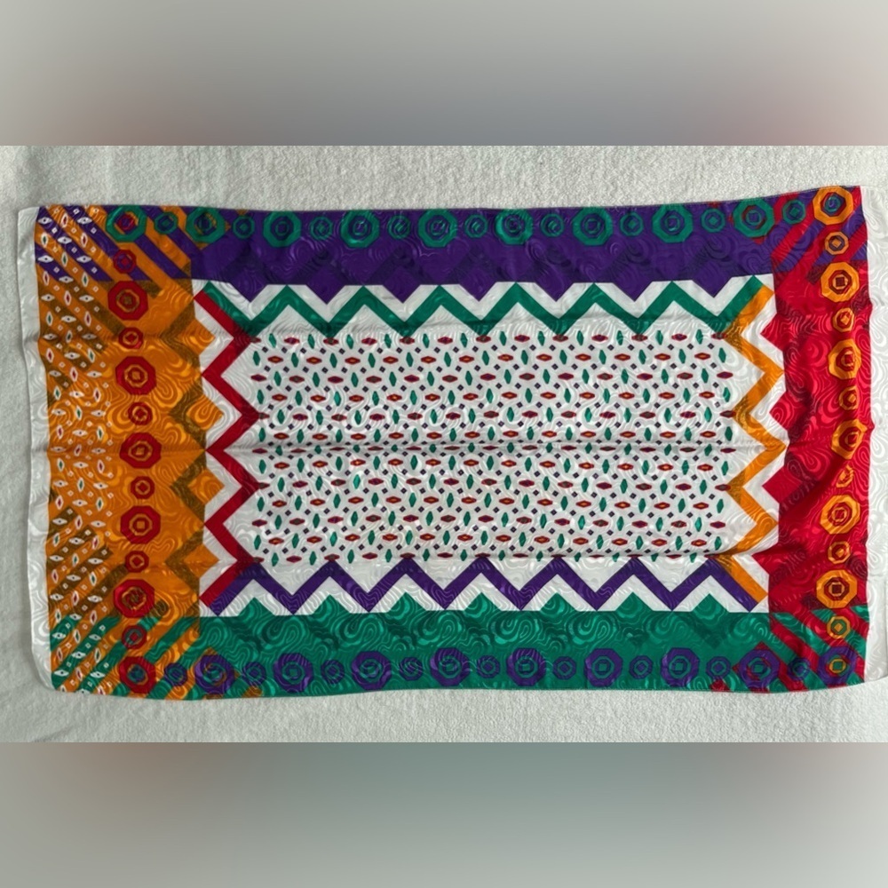 Vintage Jacquard Skirt + Scarf Set, Vibrant Multicolor Print. Women Sz 6 - Picture 10 of 16